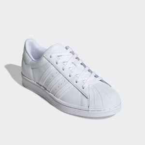 Adidas White Sneakers with Shell Toe and Leather Upper